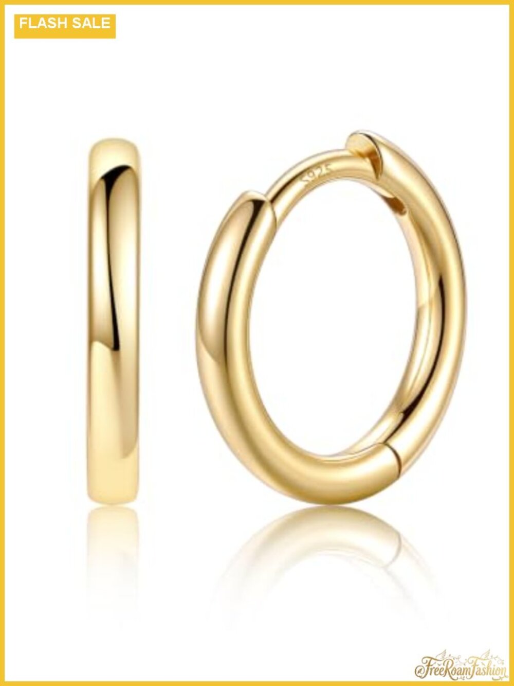 14K Gold Plated Huggie Hoop Earrings for Women, 925 Sterling Silver Posts,